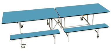 blue rectangular Mobile Folding Bench Unit