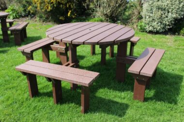 Adult Circular Table Recycled Plastic Picnic Bench