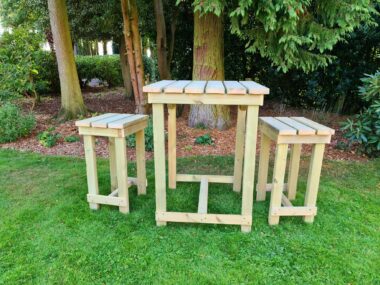 Rustic Timber Tall Table and Stool Set