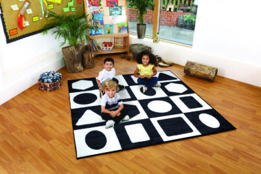 Black and White Geometric Shapes Carpet 2m x 2m