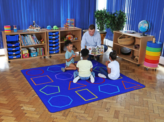 geometric shapes blue rug children