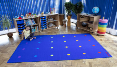 dots square blue rug kids