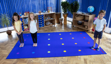 dots square blue rug children