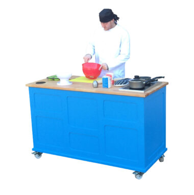 mobile wood panelled cooking station