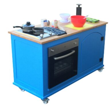 Mobile Wood Panelled Cooking Workstation