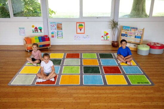 Rainforest Squares Placement Carpet 3x2m children