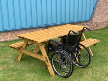 Wheelchair Accessible Wooden Picnic Table